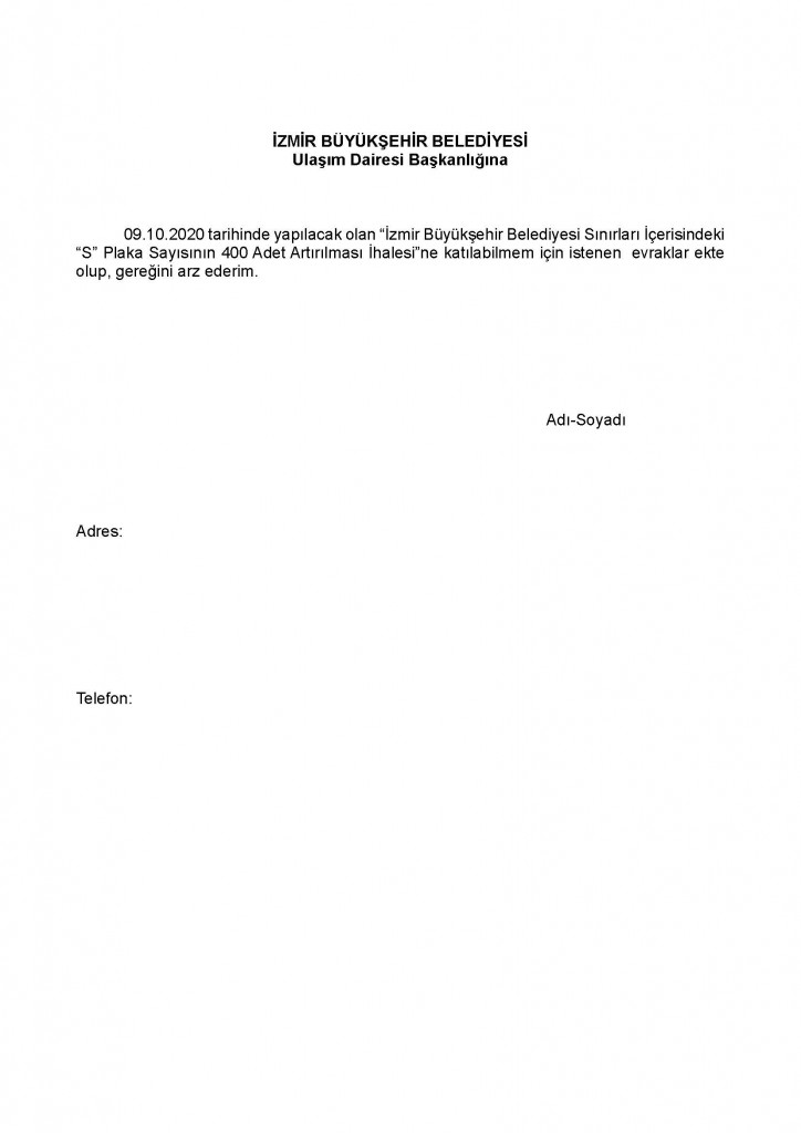 BAŞVURU DİLEKÇESİ